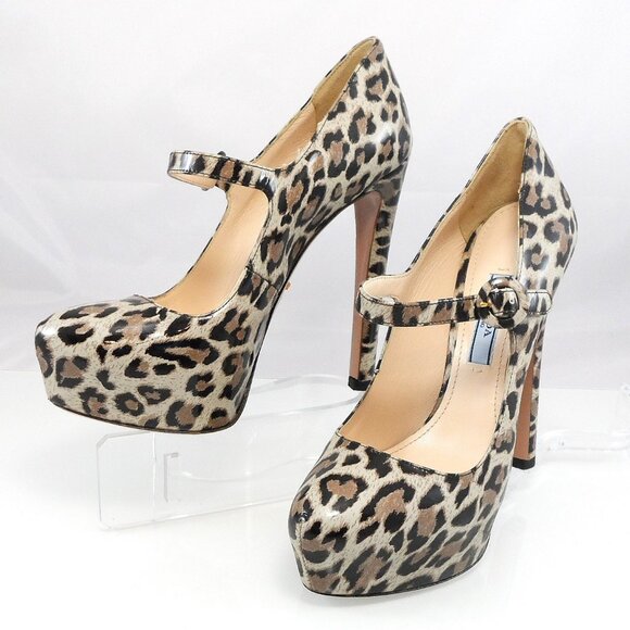NIB$790 PRADA Vintage Collection Mary Jane Leopard Print Platform Pump Heels 36 - Picture 9 of 12